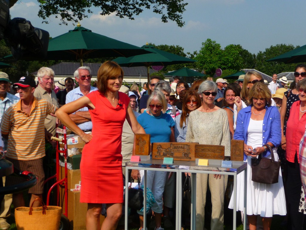 The bbc's fiona bruce in filming for the show.