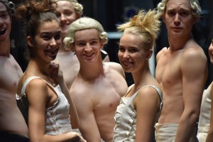 The cast of sechs tanze backstage. Photo: brian slater