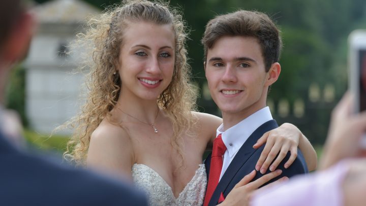 Two year 11 students posing for a photograph