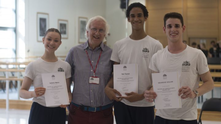 David Bain kindly presented Davi Ramos, Victoria Norris and Gearoid Solan with their Ballet Association Awards