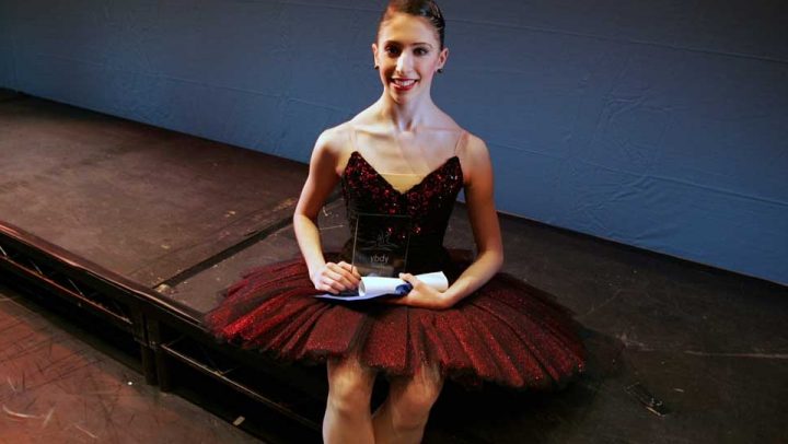 Yasmine Naghdi sat with her 2009 British Young Dancer of the Year Award.