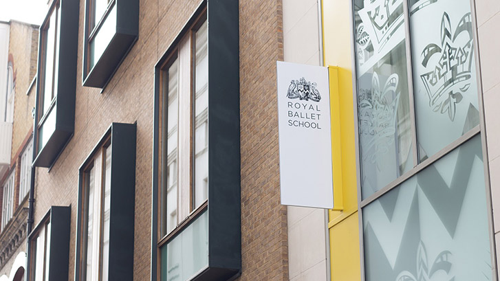 Royal ballet school sign, upper school, floral street, covent garden