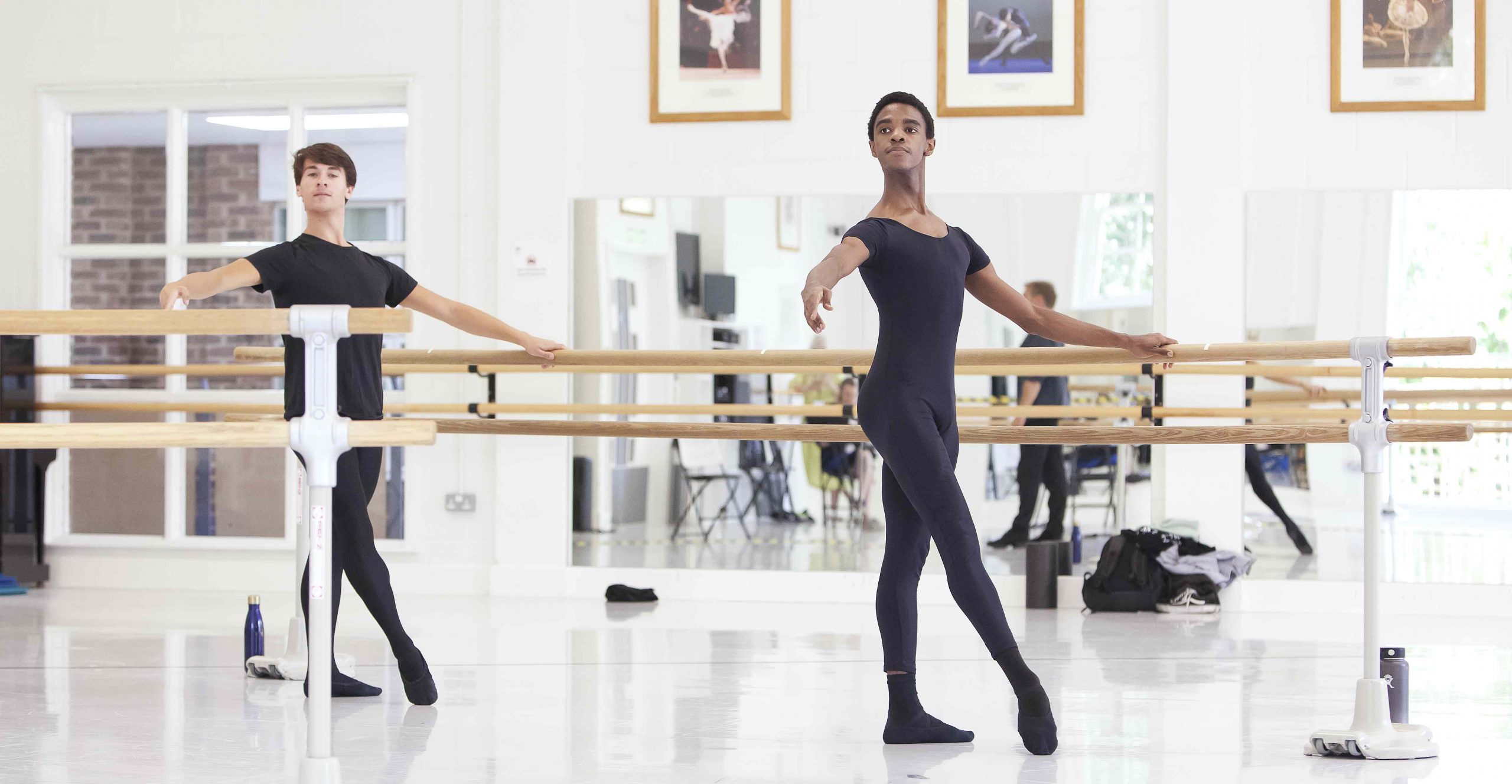 Men at the barre at the online summer intensive