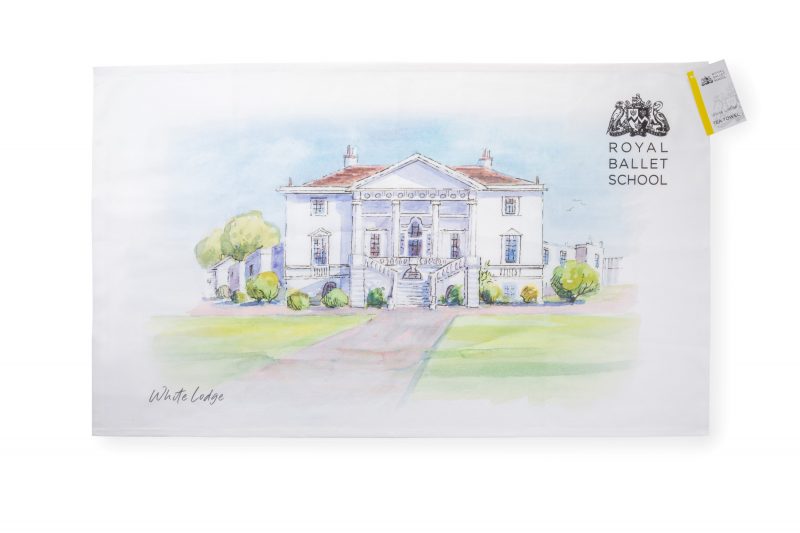 White lodge tea towel