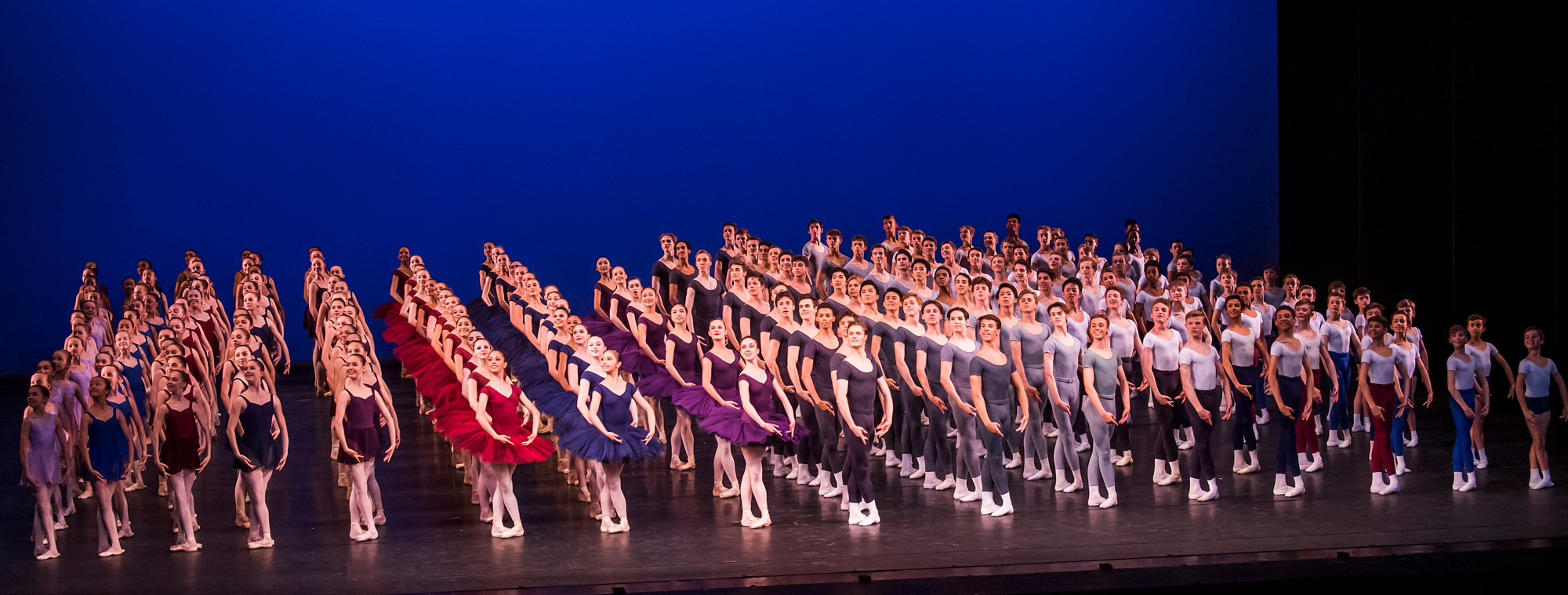 All of our students on stage at the royal opera house main stage at the end of the grand défilé