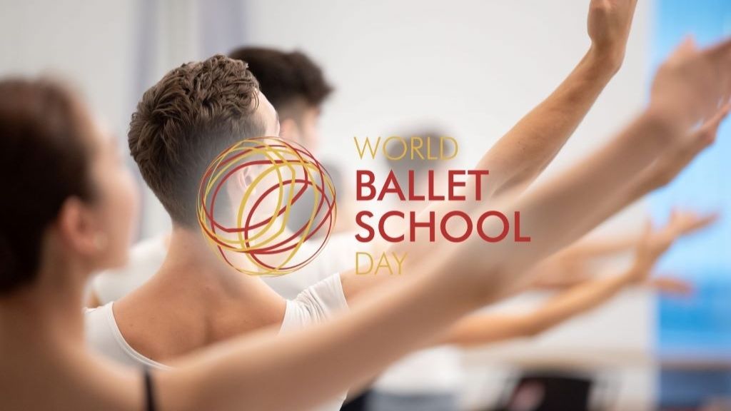 World ballet school day logo with dancers