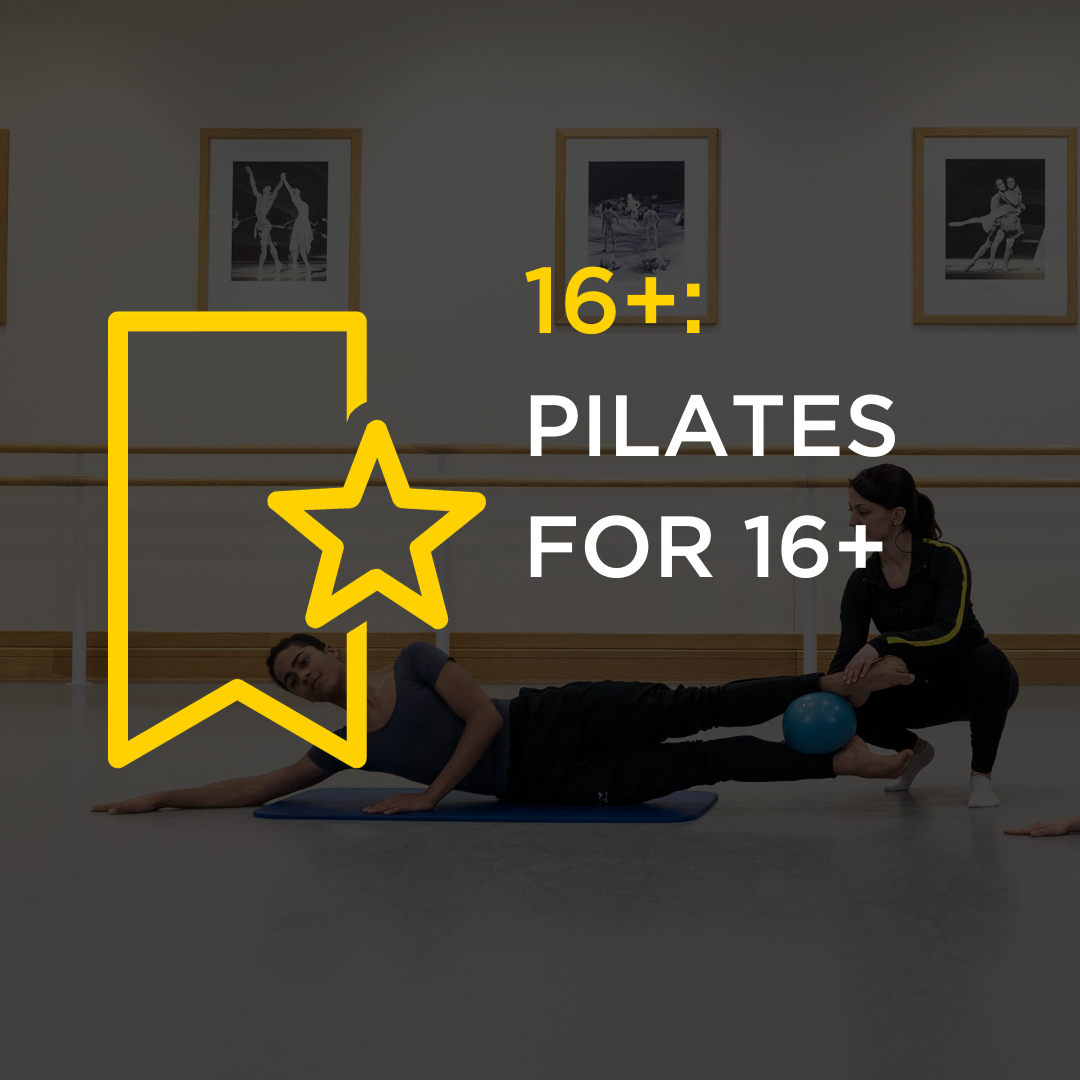 Image of students in a pilates class. Text reads: 16+: pilates for 16+
