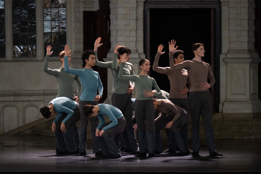 A group students performing remembrance by joshua junker at opera holland park.