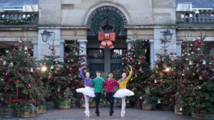 Dancers in covent garden in christmas jumpers