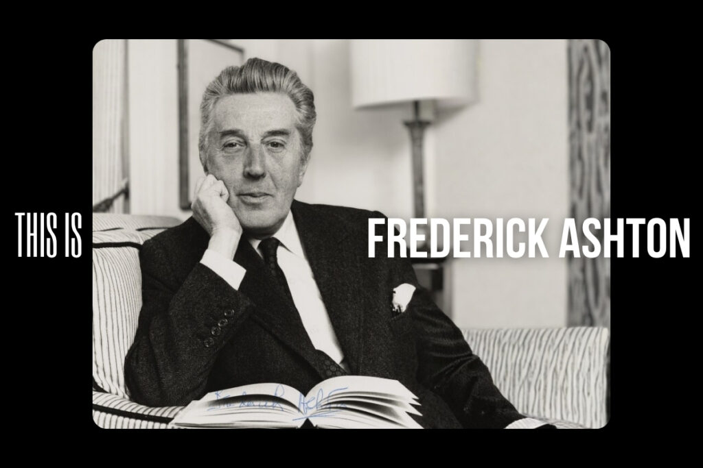 100 stories: frederick ashton Frederick ashton looks at the camera, propping his chin in his right hand.