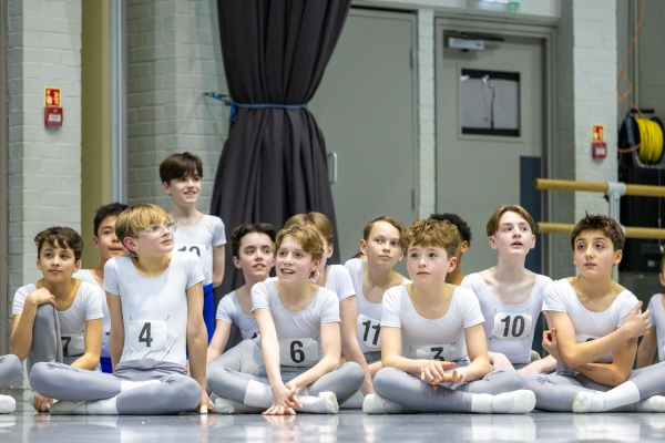 Year 8 student rafferty on starring as the titular role in billy elliot the musical A group of boys in white shirts, grey or blue tights, white socks